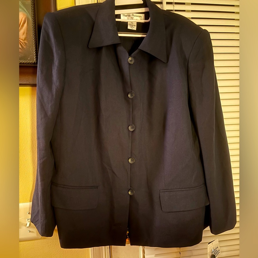 NWT Rena Rowan 18W Navy Blue Blazer, 100% Silk